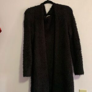 Fuzzy, black, winter sweater. Open front. LIKE BRAND NEW. Size XL.